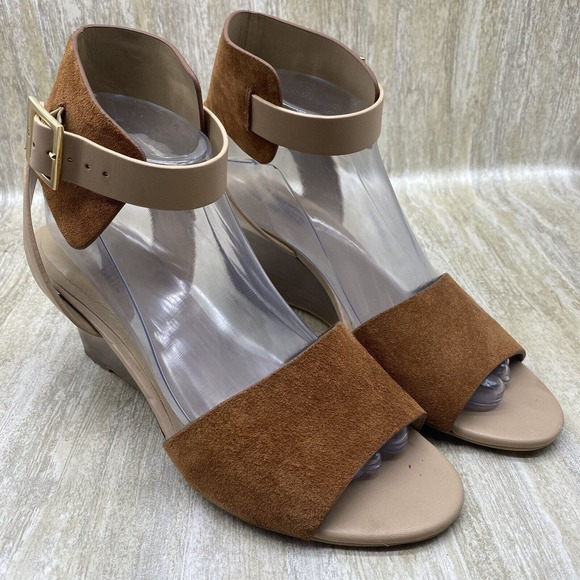 Karl Lagerfeld Amelie Brown Suede Leather Platform Wedge Open Toe Sandals US 9 - Picture 3 of 12